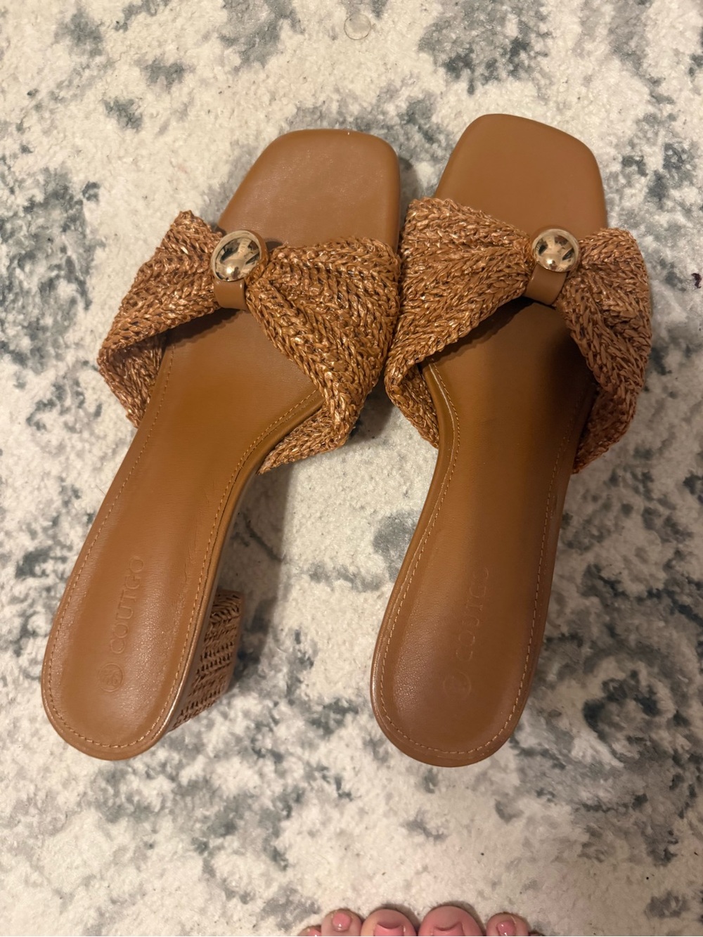 Braided Bow Slide Heels in Brown